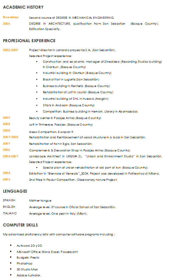 curriculum vitae formato word espa ol writing an essay