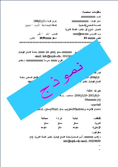 exemple cv en arabe pdf  CV Anonyme