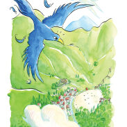 Oiseau bleu dans les montagnes