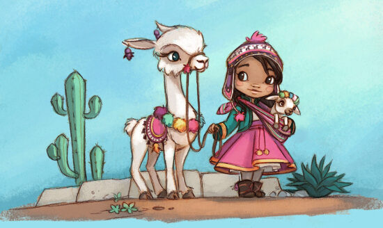 Alpaca et petite fille