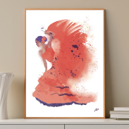 Femme en robe rouge