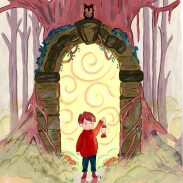 Enfant avec une lanterne dans la forêt
