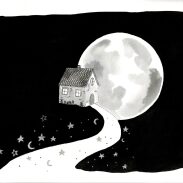 Maison sous la pleine lune