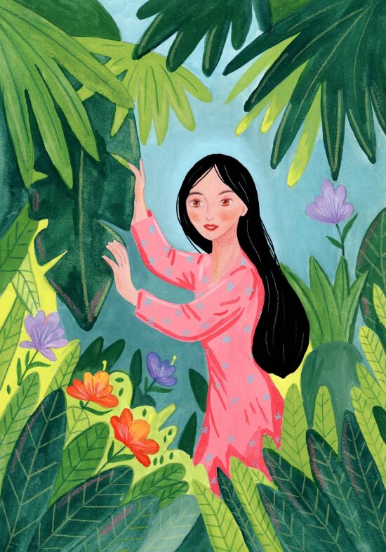 Femme dans la jungle tropicale