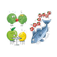 Fruits et animaux animés en soirée