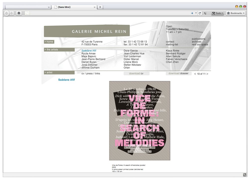 Galerie michel Rein _ design du site web