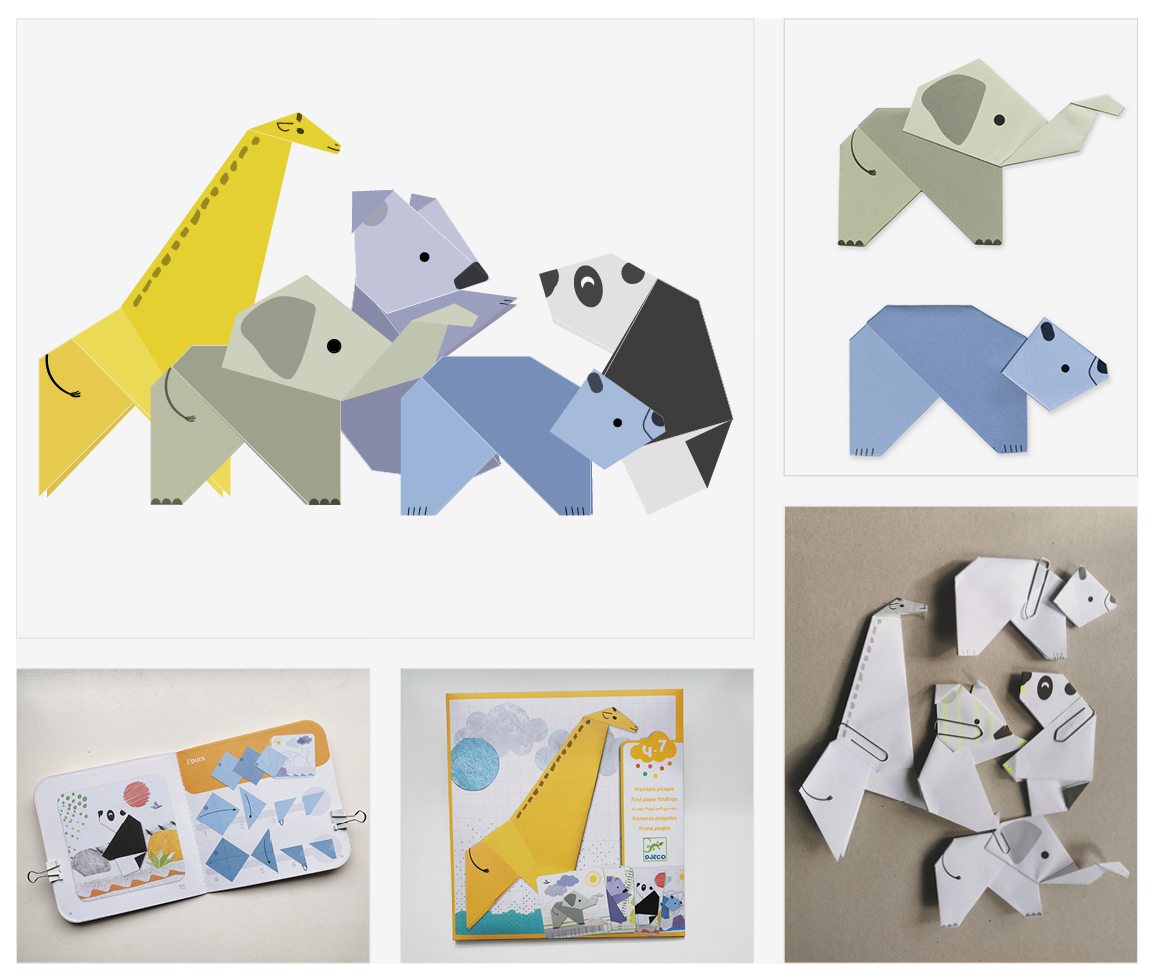 Djeco _ création et illustration de 5 pliages animaux