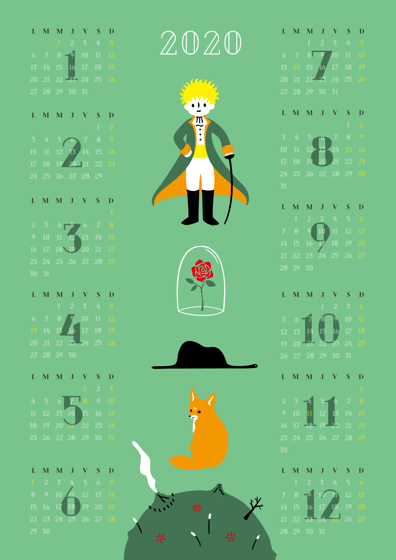 Calendrier 2020 - le petit prince -