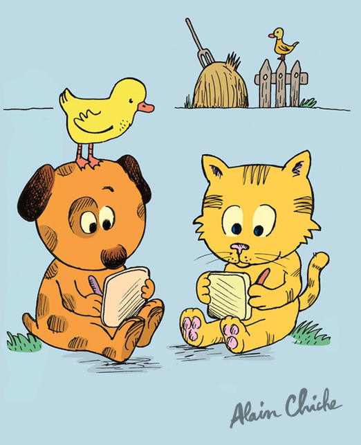 Chiot et chaton jouent