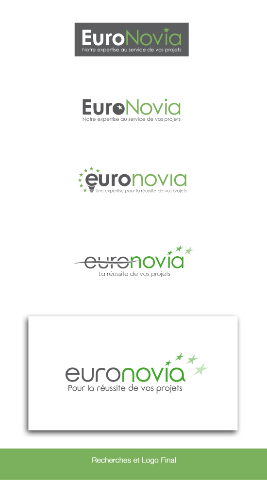 Euronovia - Création de Logo<br/><span>Recherches et logo final.</span>
