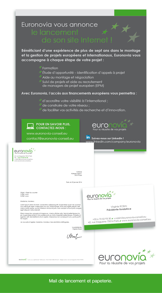 Euronovia - Papeterie<br/><span>Mail de lancement et papeterie.</span>