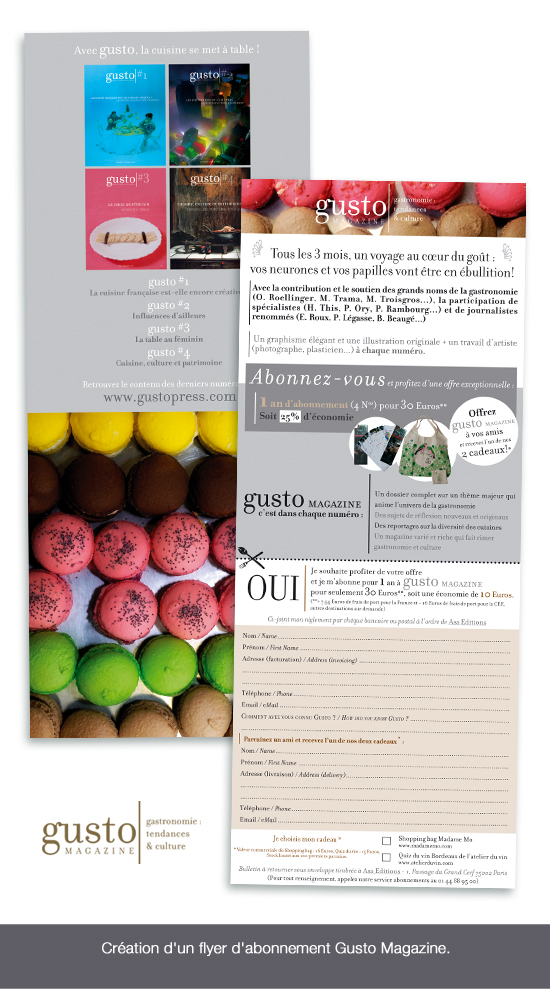 Flyer Gusto Magazine<br/><span>Création d'un flyer d'abonnement Gusto Magazine.</span>