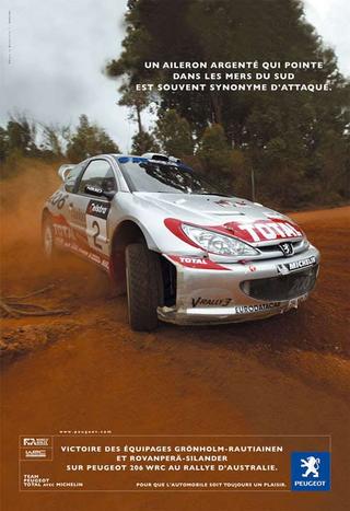 Campagne presse quotidienne pour les victoires de la Peugeot 206 WRC