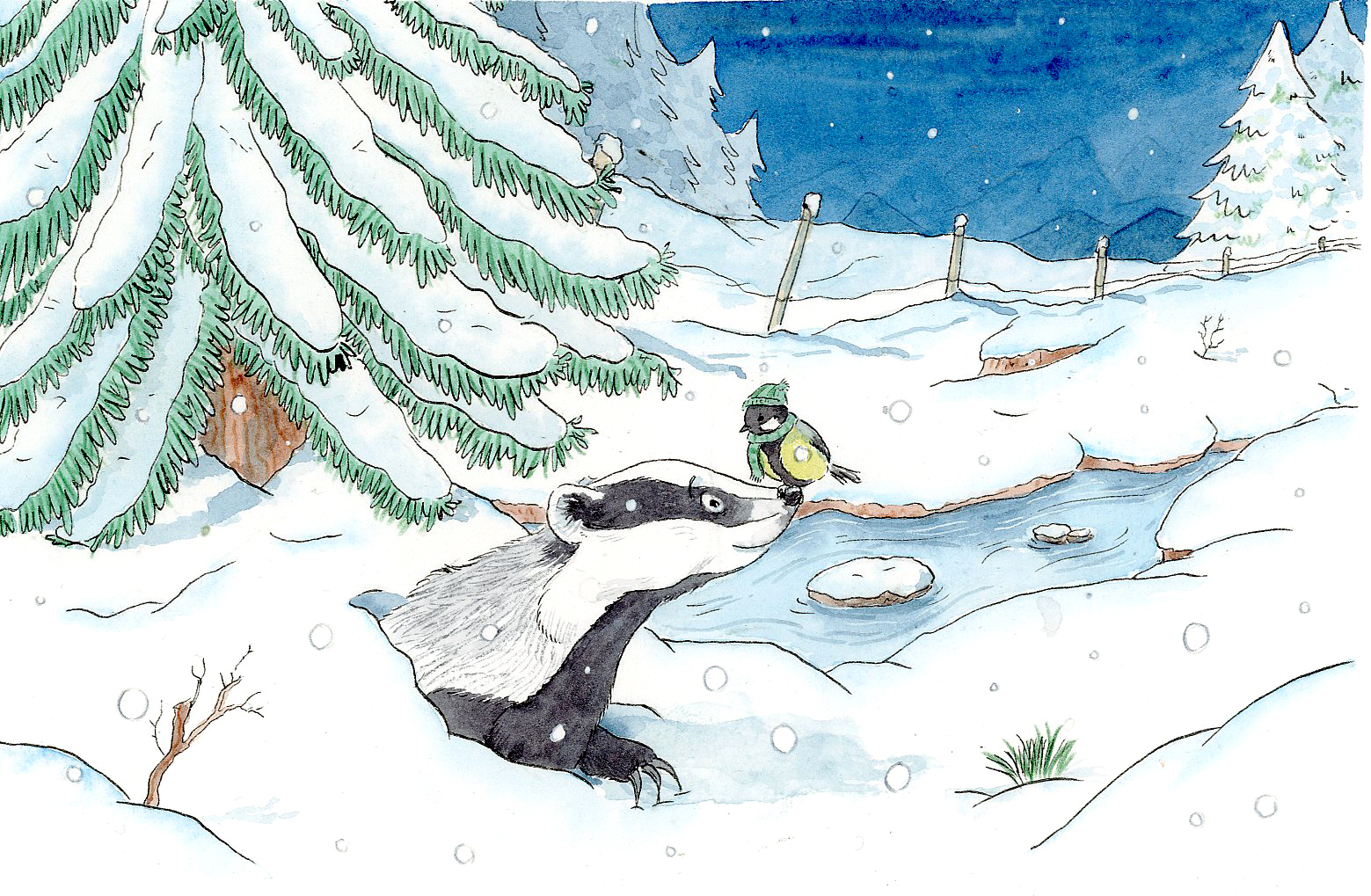 Illustration d'une scène d'hiver