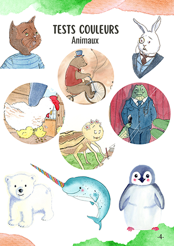 Etude d'animaux en couleurs