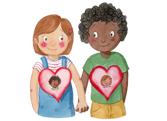 Illustration d'une page d'album sur l'amitié