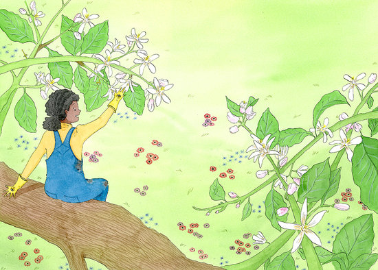 Illustration d'une double page sur la magie du jardinage