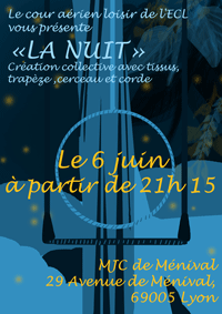Affiche de spectacle aérien " La Nuit" (école de cirque de Lyon)