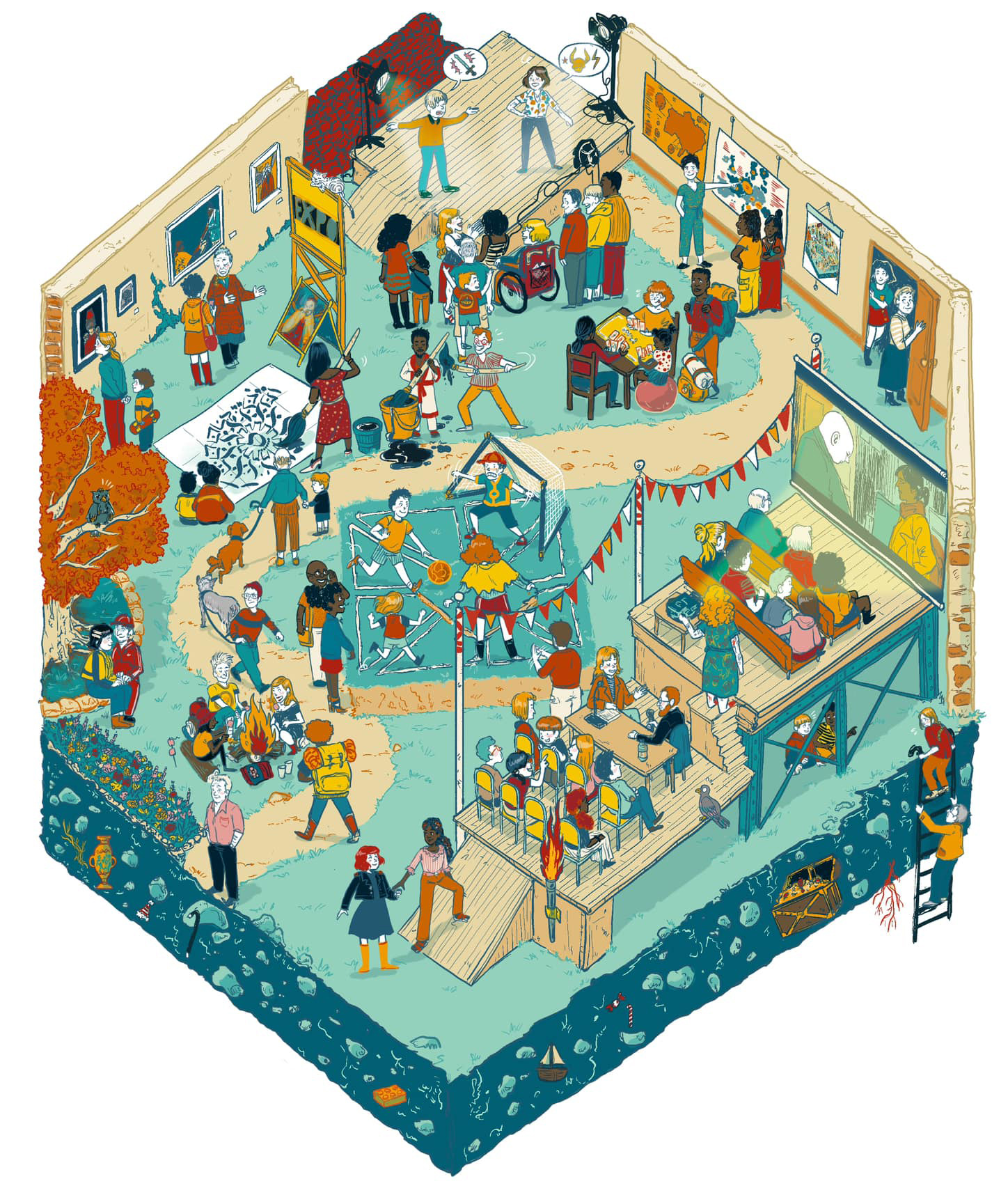Illustration réalisée pour l'affiche des Olympiades Humanités & Sciences sociales de l’université Paris Cité, 2024