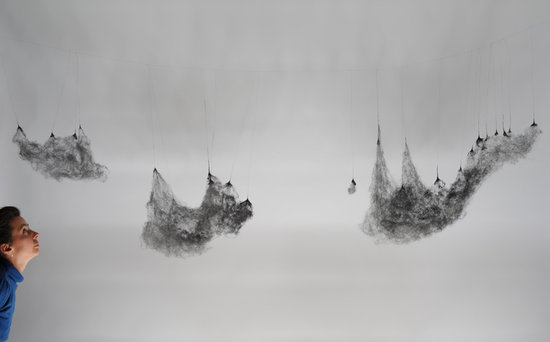 "Paysage de Poussière" - laine d'acier- encre de gravure - taille variable - 2012/2013