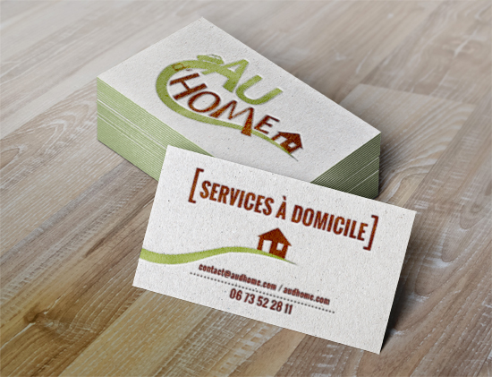 Au d'Home : Logotype et carte de visite pour une entreprise de service à domicile.