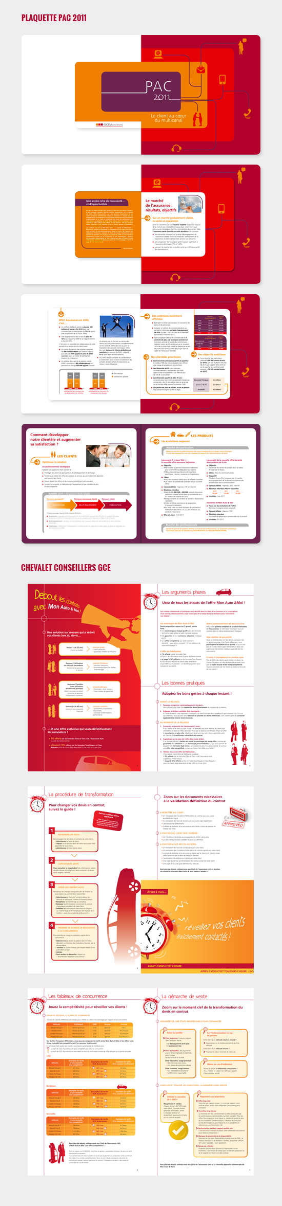 GCE assurances : Mise en page plaquette et chevalet.