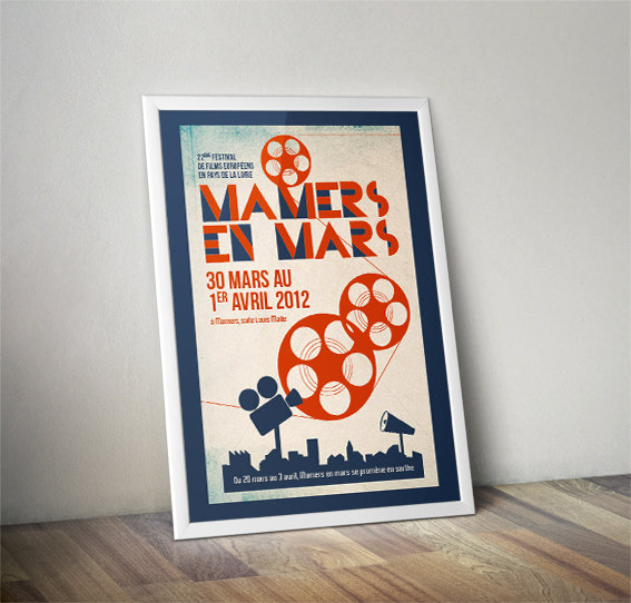 Mamers en Mars : Proposition d'affiche pour un festival sur le cinéma d'auteur à Mamers.