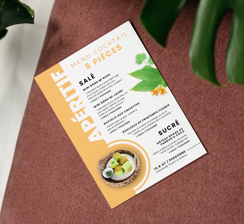 Exemple de menu/carte pour restaurant