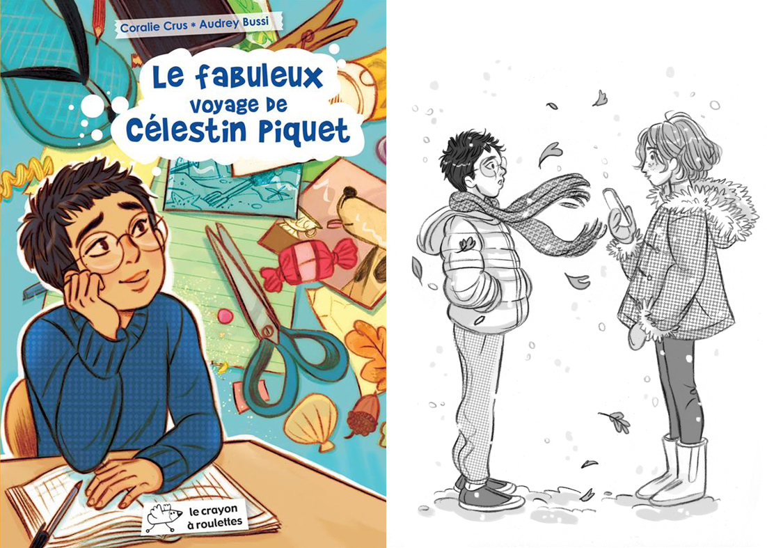Le fabuleux voyage de Célestin Piquet, extraits roman jeunesse, couverture et intérieur - éditions le Crayon à roulettes