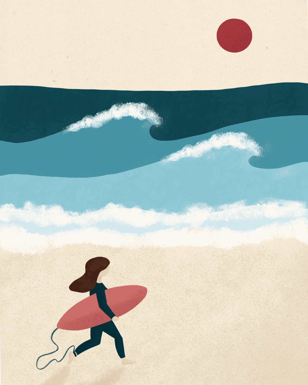 Illustration sport : surfeuse