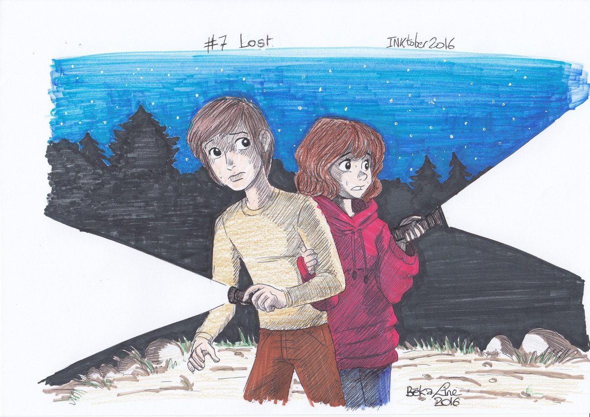 Jack and Lili lost in the dark forest.