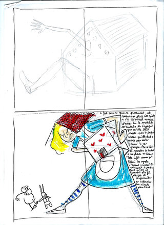 Croquis illustration et mise en page Alice / Sketch and layout for Alice