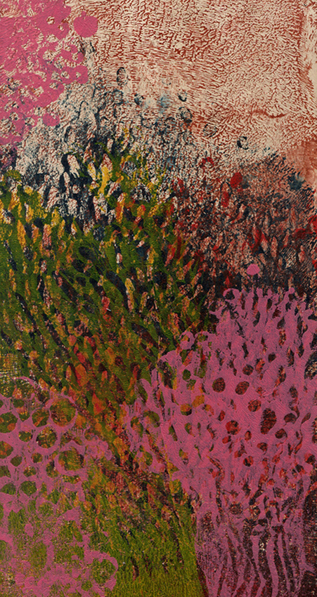 Corail - rose et jaune (2023) - 14x26 cm - monotype
