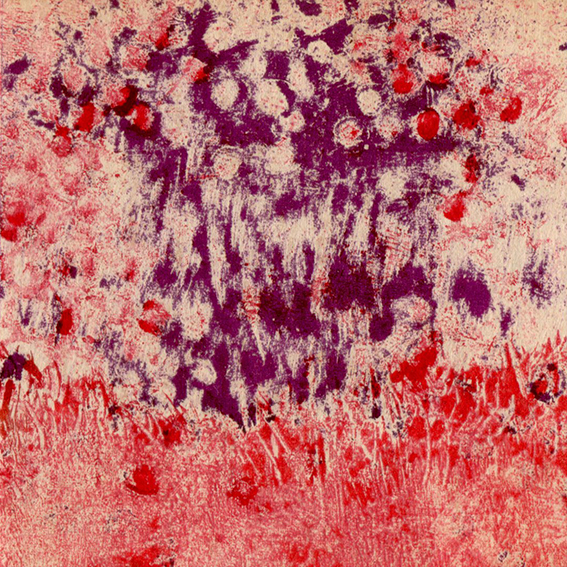 Corail rouge et violet (2023) - 10x10 cm - monotype