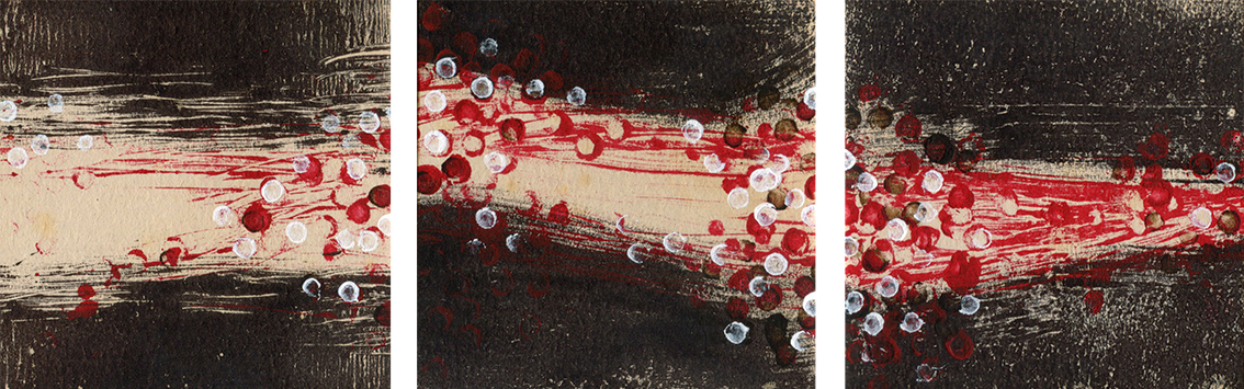 Le chant de l'eau- triptyque  (2023) - 10x30 cm - monotype