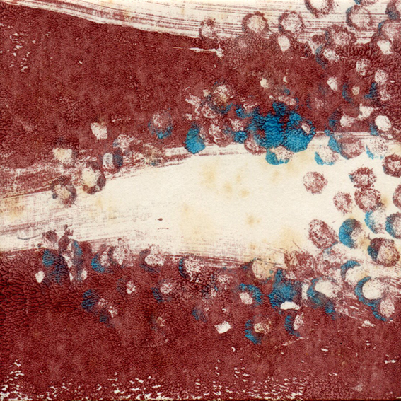 Le chant de l'eau - rouge et bleu (2023) - 10x10 cm - monotype