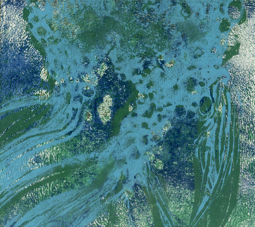 Nébuleuses - bleu et vert (2023) - 17x15 cm - monotype