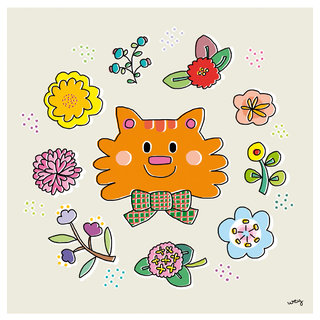 chat en fleurs