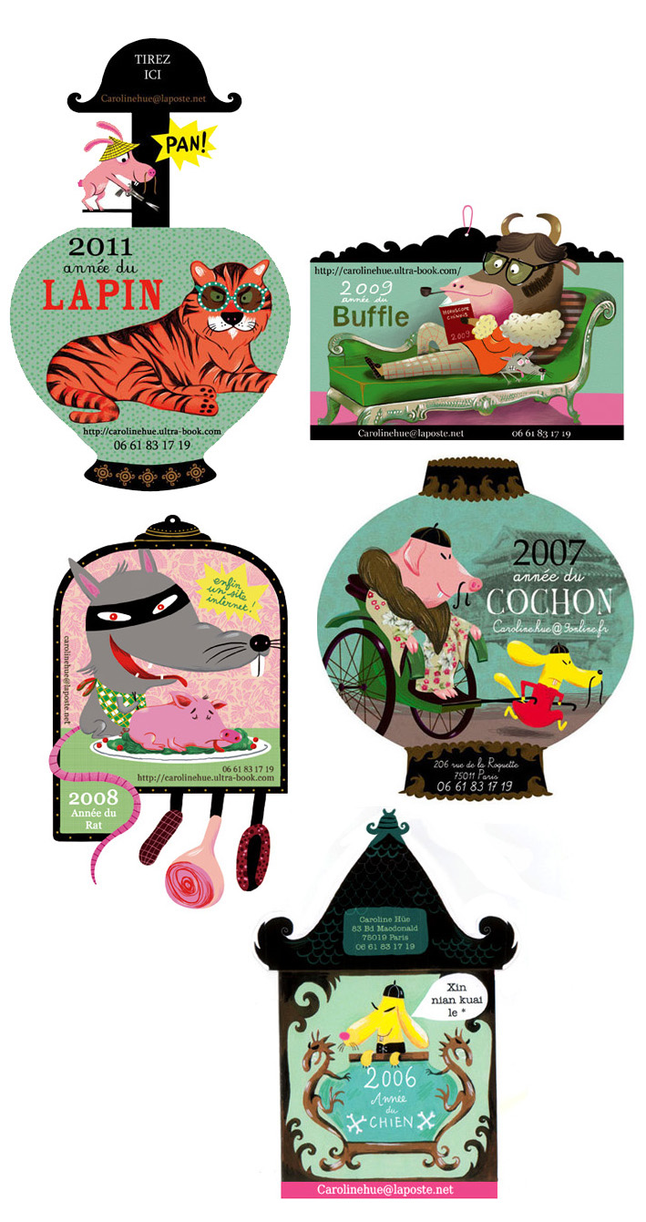 Cartes de voeux - caroline hue - illustrateurs-jeunesse