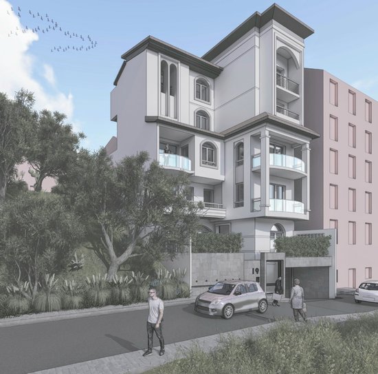 MAIN FACADE WITH VIEW ON MEDITERRANEAN SEA