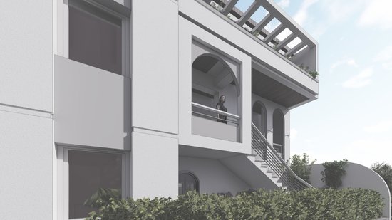 VIEW OF  A PART OF REAR FACADE WITH MEDITERRANEAN REFERENCES