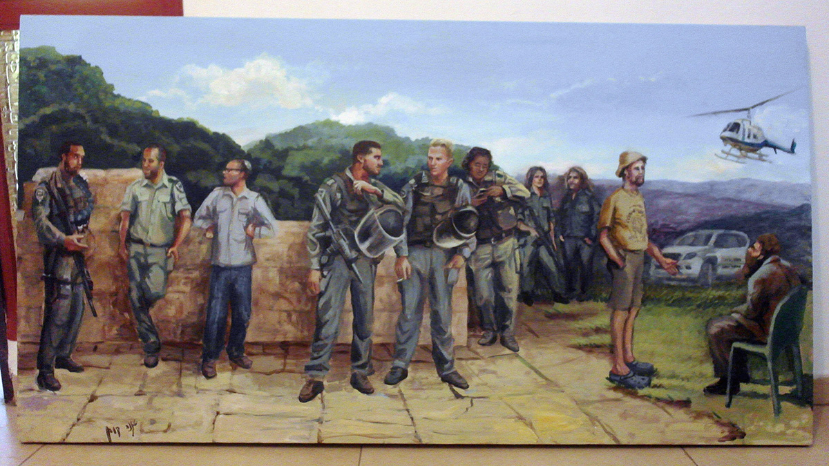 Acrylic on Canvas painting by Ana Kogan of Israeli soldiers