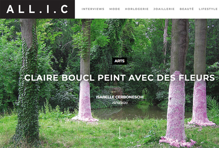 article dans All i c, octobre 2020. https://all-i-c.com/claire-boucl-peint-avec-des-fleurs/