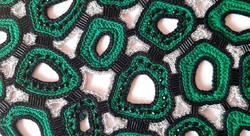 Eléments en coton et lurex crocheté rebrodés de perles et tubes - Maréchal Claire-styliste