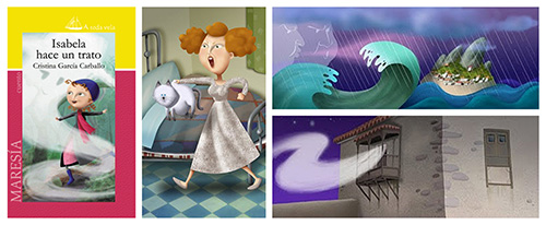 ISABELA MAKES A DEAL. 30 illustrations for a story located in the Canary Islands. Publisher: Editorial Maresía.