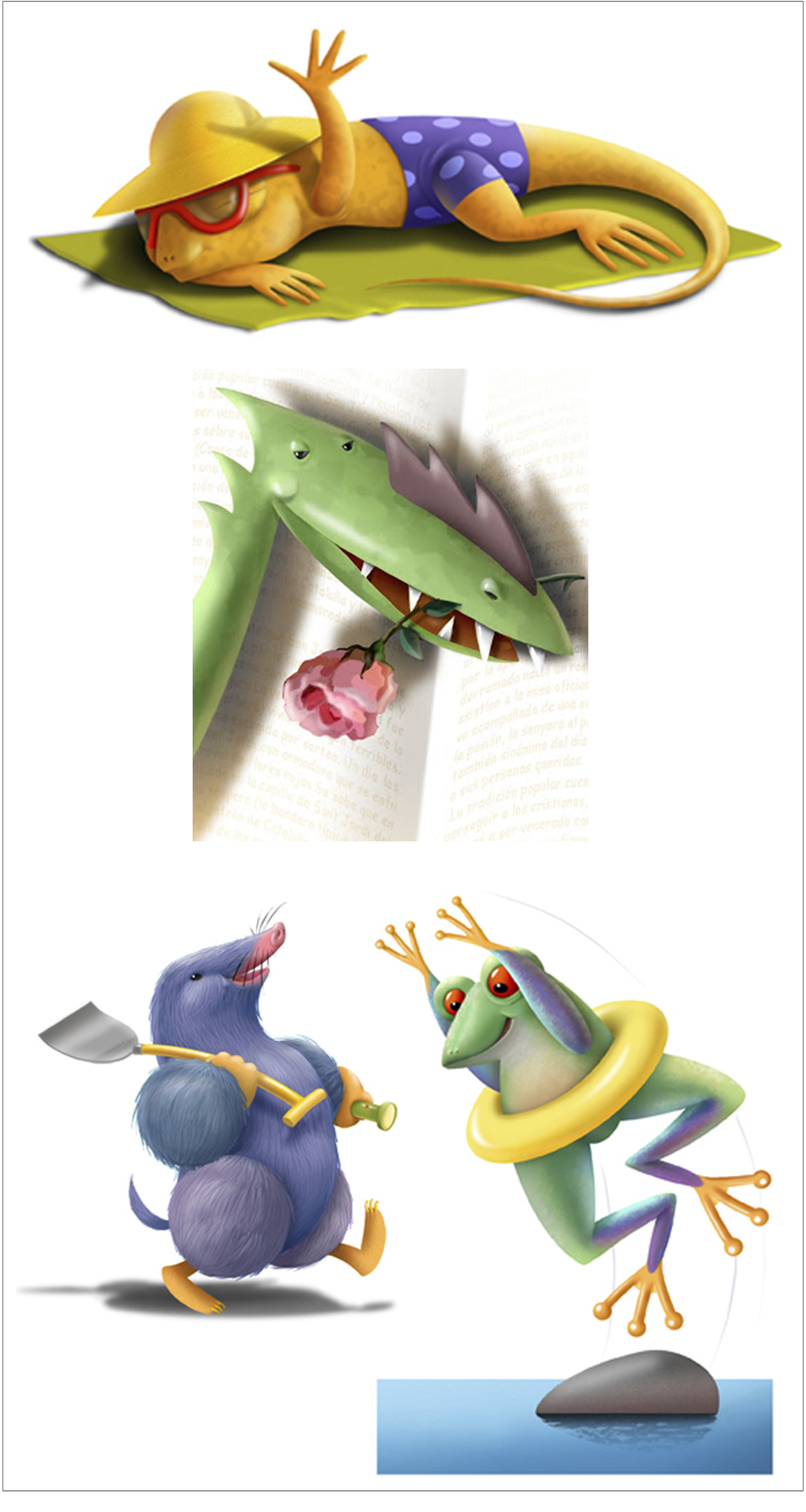 LIZARD, DRAGON, MOLE AND FROG. Personal project.