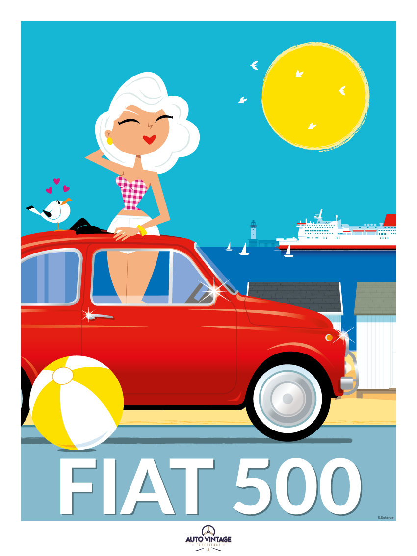 Affiche FIAT 500 - http://autovintagexp.com