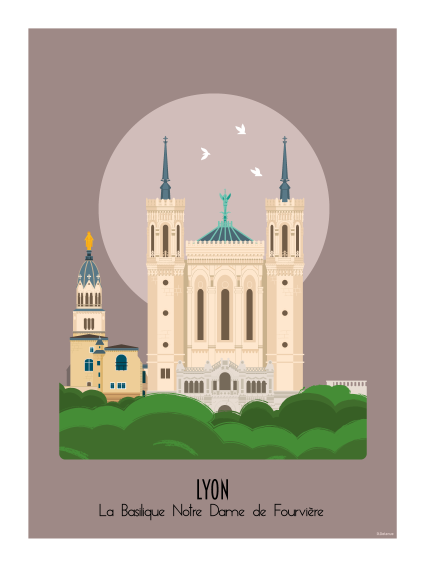 Affiche Basilique Notre Dame de Fourrière Lyon- Zigzag Editions