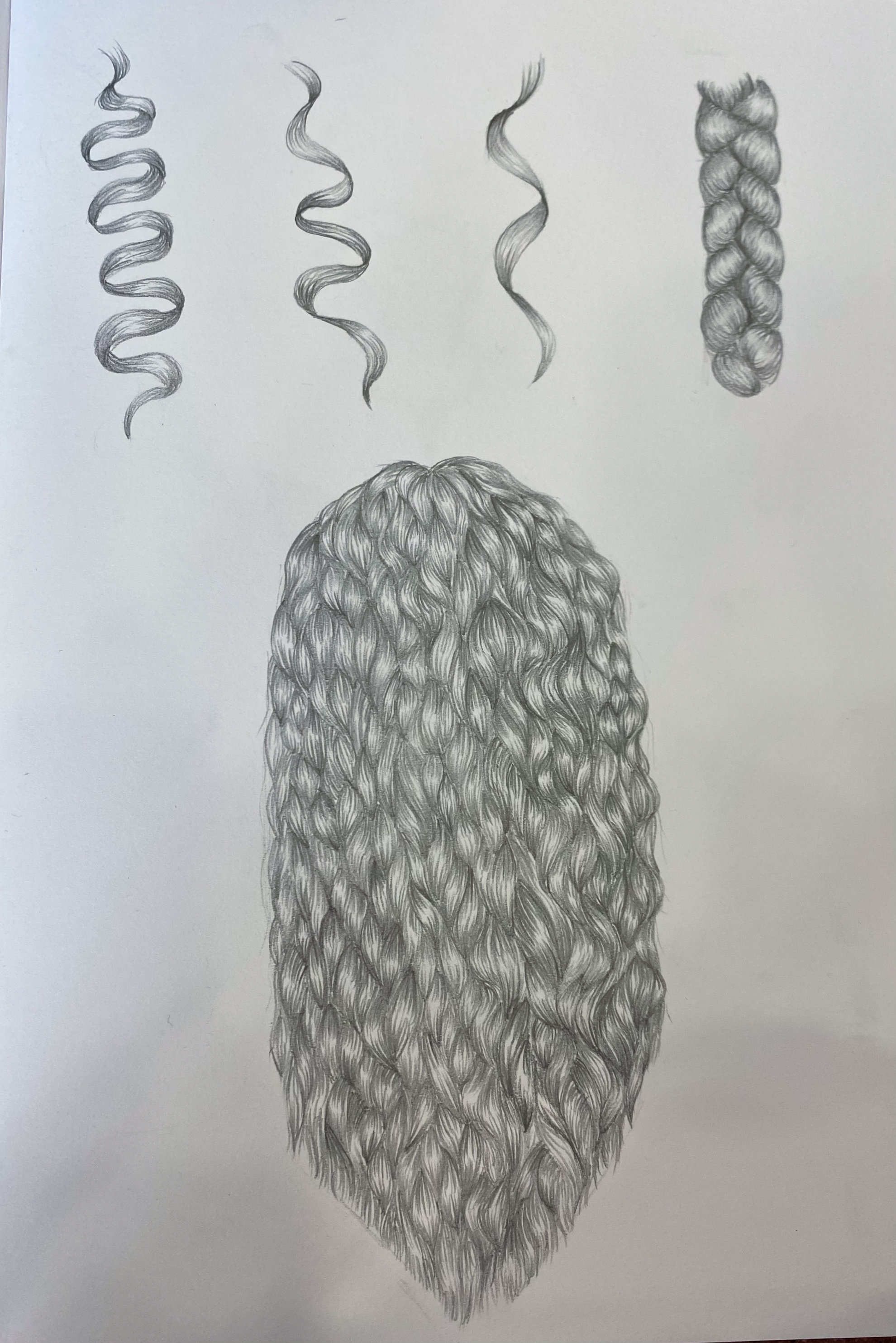 texture de cheveux au crayon de papier