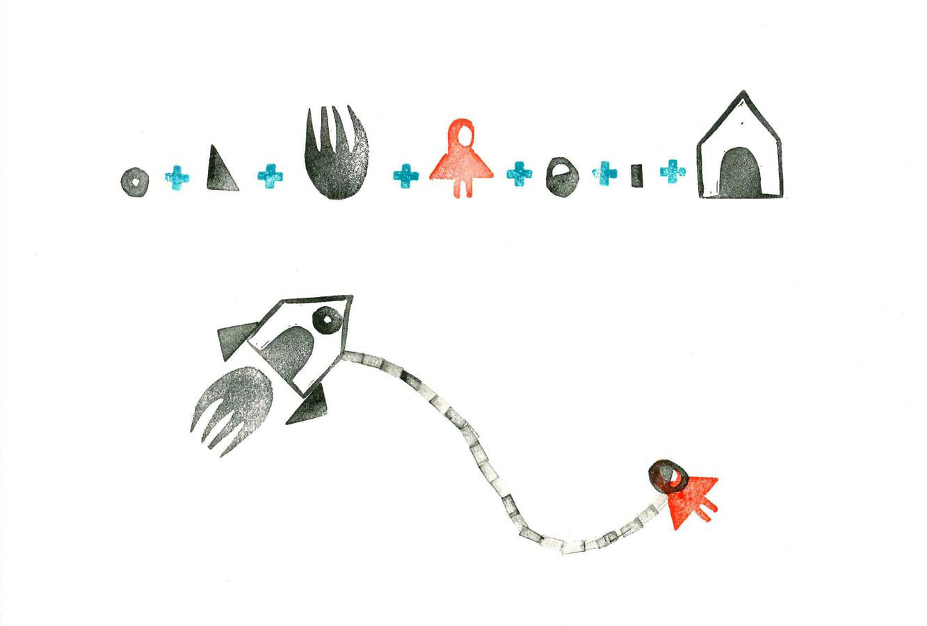 Opération Chaperon, images à la gomme, prolongement de l'album Il était plusieurs fois [L'atelier du poisson soluble, 2014]